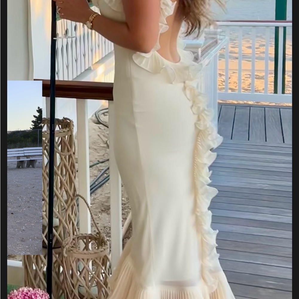 Chic Cream Backless Ruffle Dress - Picture 3 of 3